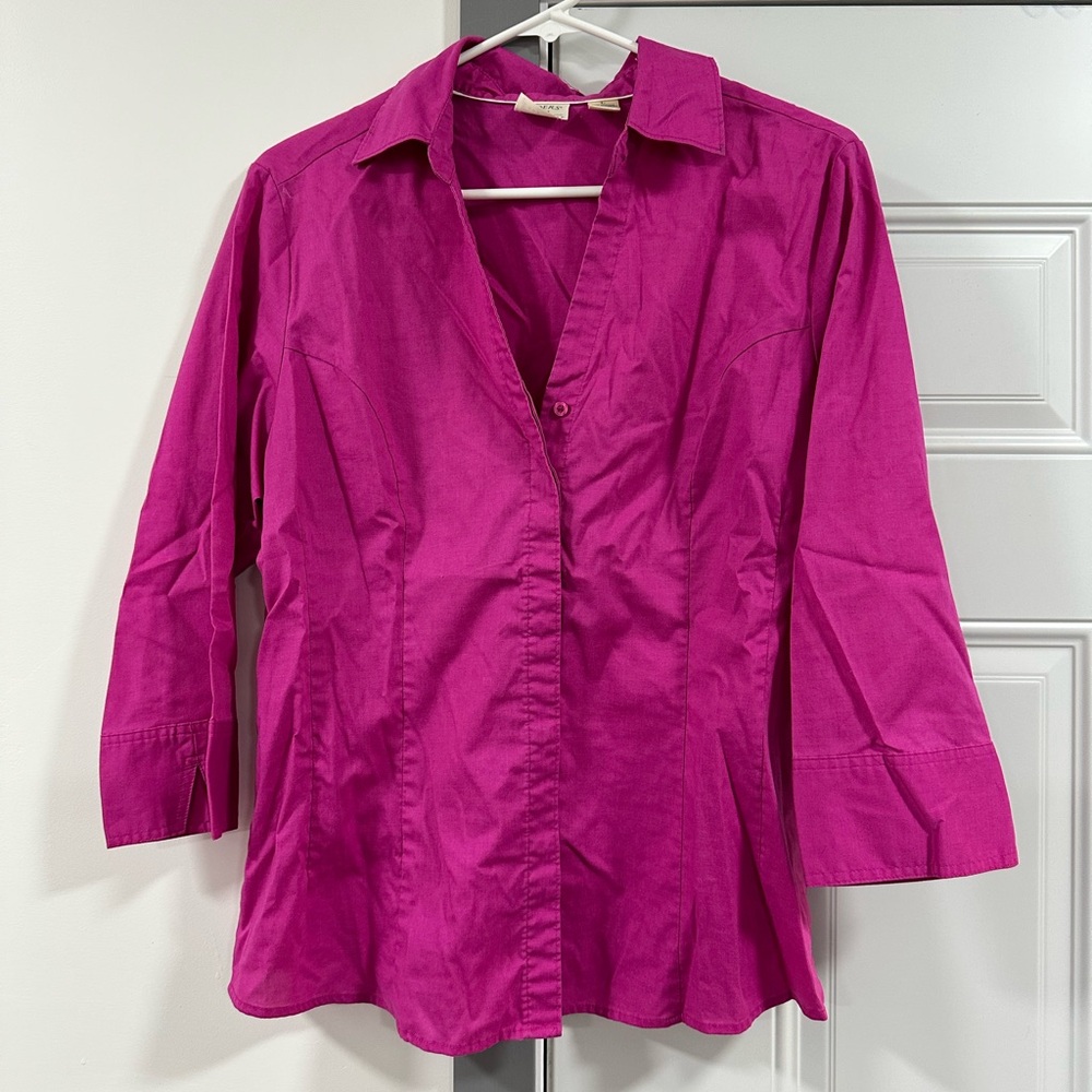 riders by lee pink button down top